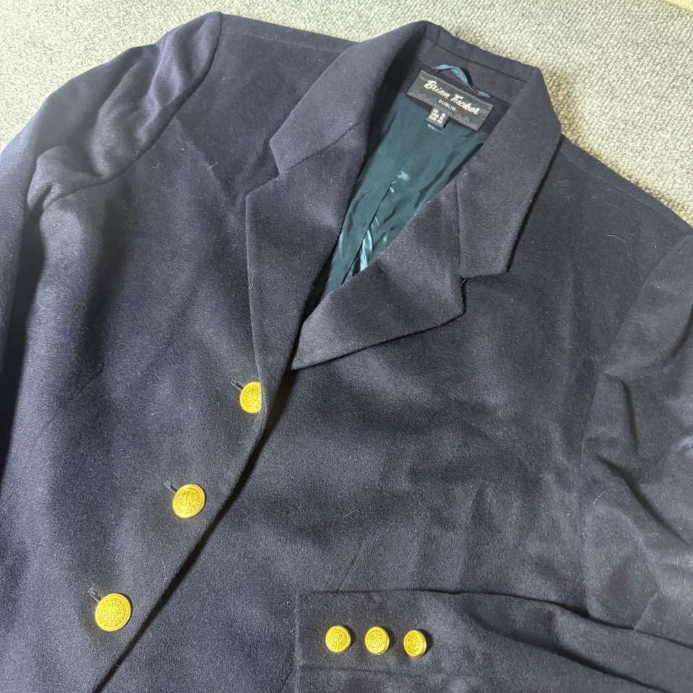 Vintage Brian Tucker Dublin‎ Wool Cashmere Navy Blazer Jacket Womens Size 12